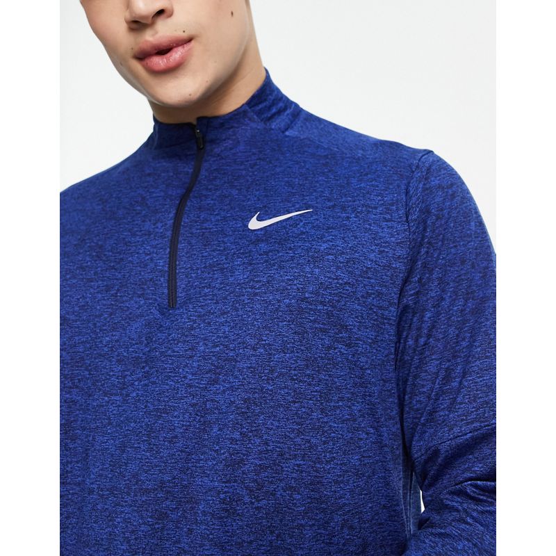 Corsa Uomo Nike Running - Element - Top a maniche lunghe con zip corta in tessuto Dri-FIT blu