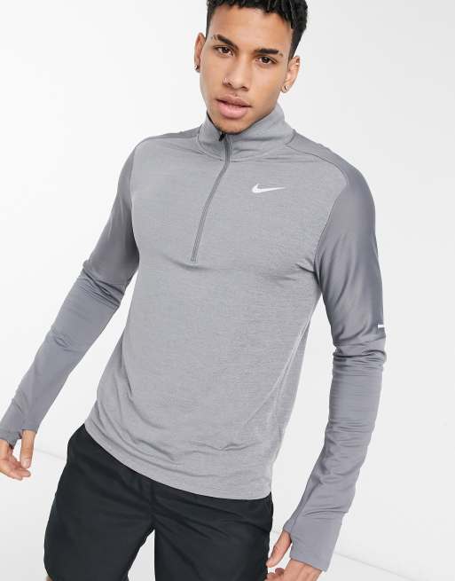 Nike Running - Element - Top con cerniera lampo corta, colore grigio