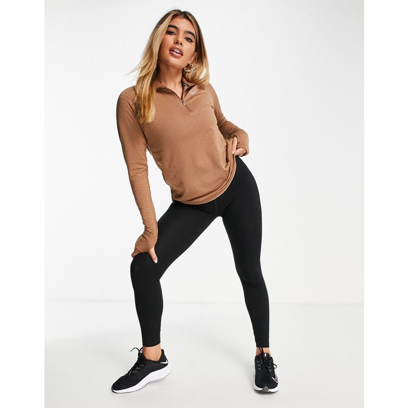 Donna Activewear Nike Running - Element - Top marrone Therma-FIT con zip corta
