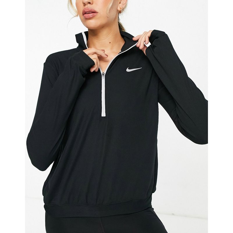 Top T-shirt e Canotte Nike Running - Element - Top nero Therma-FIT con zip corta