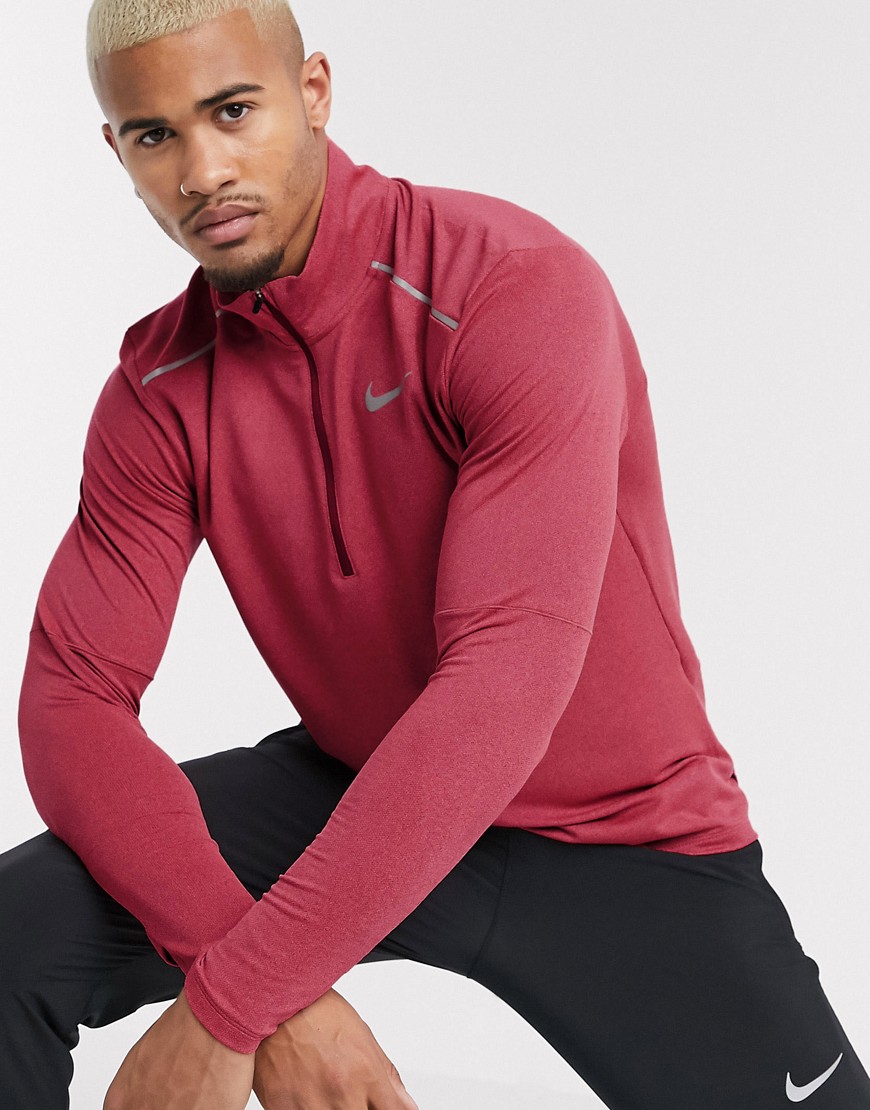 Nike Running - Element - Top rosso con zip corta