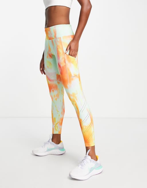Nike Running – Epic Luxe – Legginsy ze średnim stanem i nogawkami 7/8 w spranym niebieskim kolorze