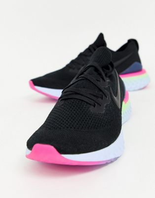 entrega caminar vagón Nike Running Epic React 2 Flyknit sneakers in black | ASOS
