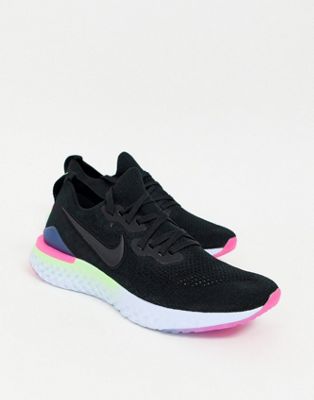 nike running epic react flyknit 2 trainers in black