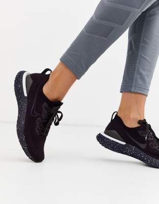 nike running epic react flyknit 2 trainers in black