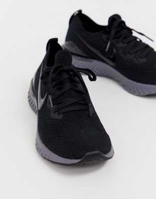 nike running epic react 2 flyknit trainers in black