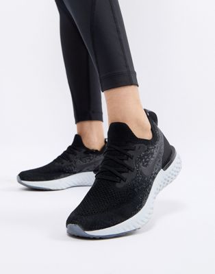 nike running epic react flyknit trainers in triple black