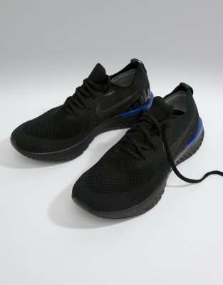 nike running epic react flyknit trainers in triple black