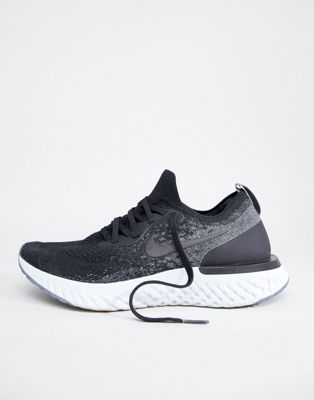 nike running epic react flyknit trainers in grey and black