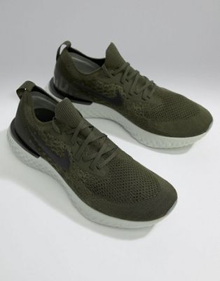 nike running epic react flyknit trainers in khaki