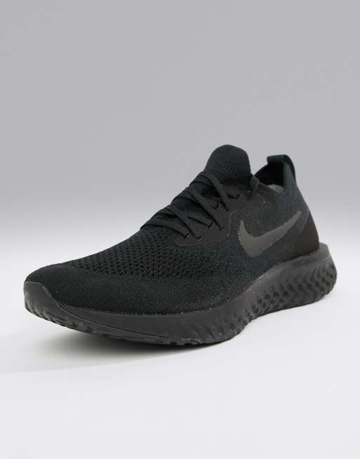 Masaje Acostado Interpretación Nike Running Epic React Flyknit trainers in triple black aq0067-003 | ASOS