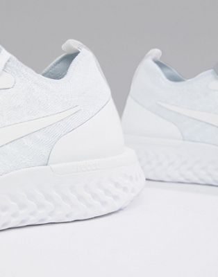 nike running epic react flyknit trainers in triple white