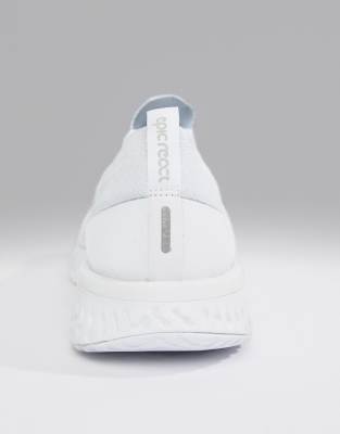 nike running epic react flyknit trainers in triple white