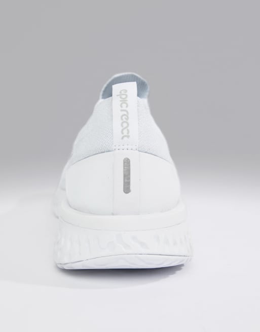 Nike running epic react flyknit trainers store in triple white