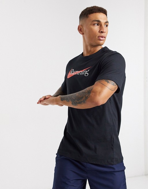 Nike Running Essential logo t-shirt in black