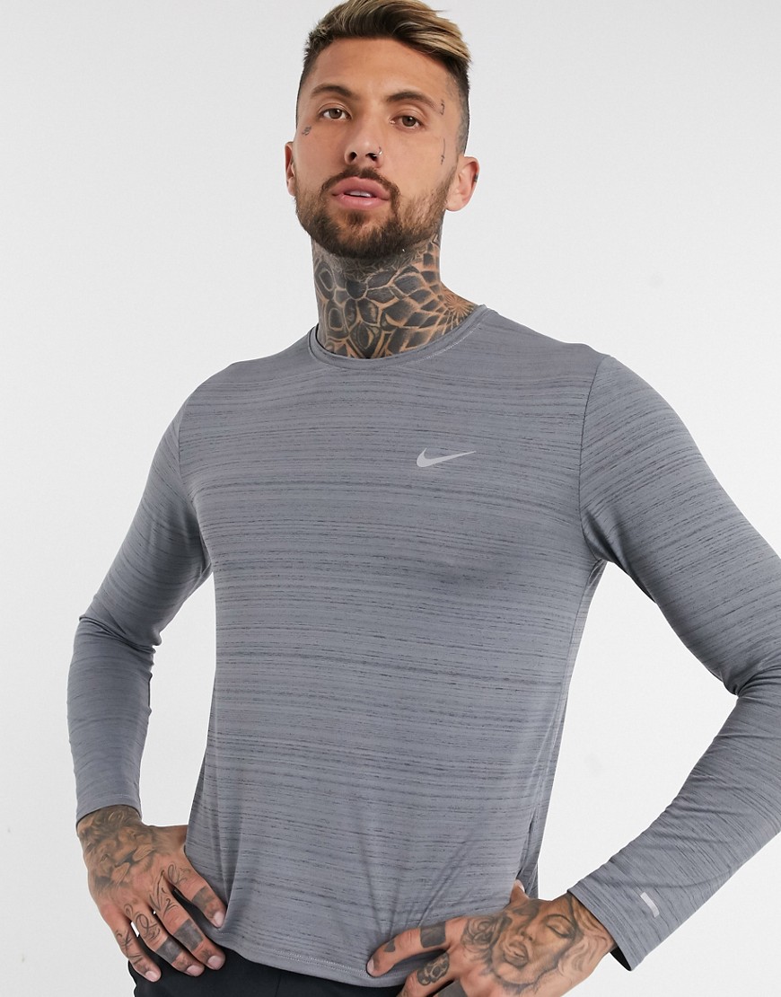 Nike Running Essentials miler long sleeve top in grey