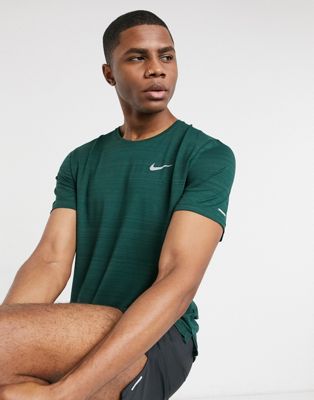 Nike Running Essentials miler t-shirt in green | ASOS