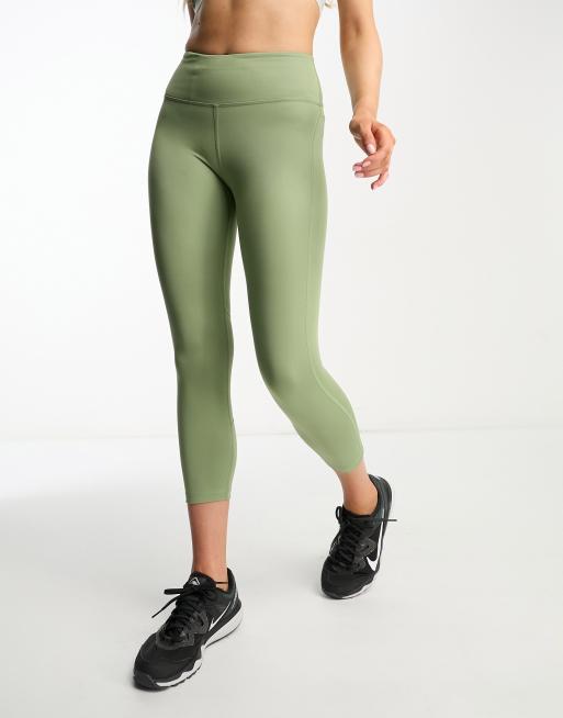 Nike DRI-FIT One Luxe Mid Rise Ribbed Leggings Dark Teal Green