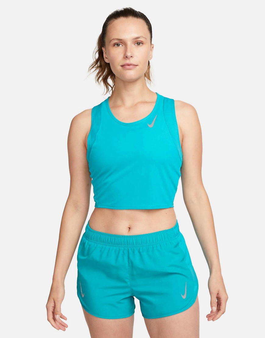 Nike Running Fast Dri-FIT crop tank top in bright blue