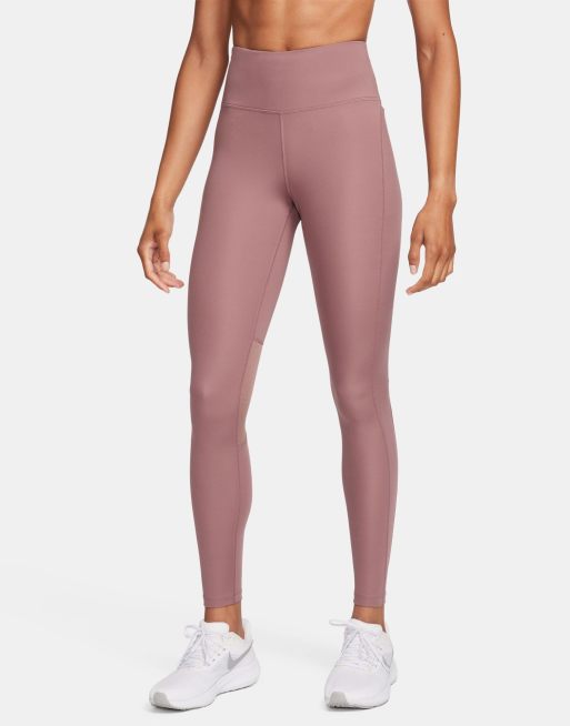 Nike Running – Fast Dri-Fit – Legginsy ze średnim stanem w zgaszonym fioletoworóżowym kolorze