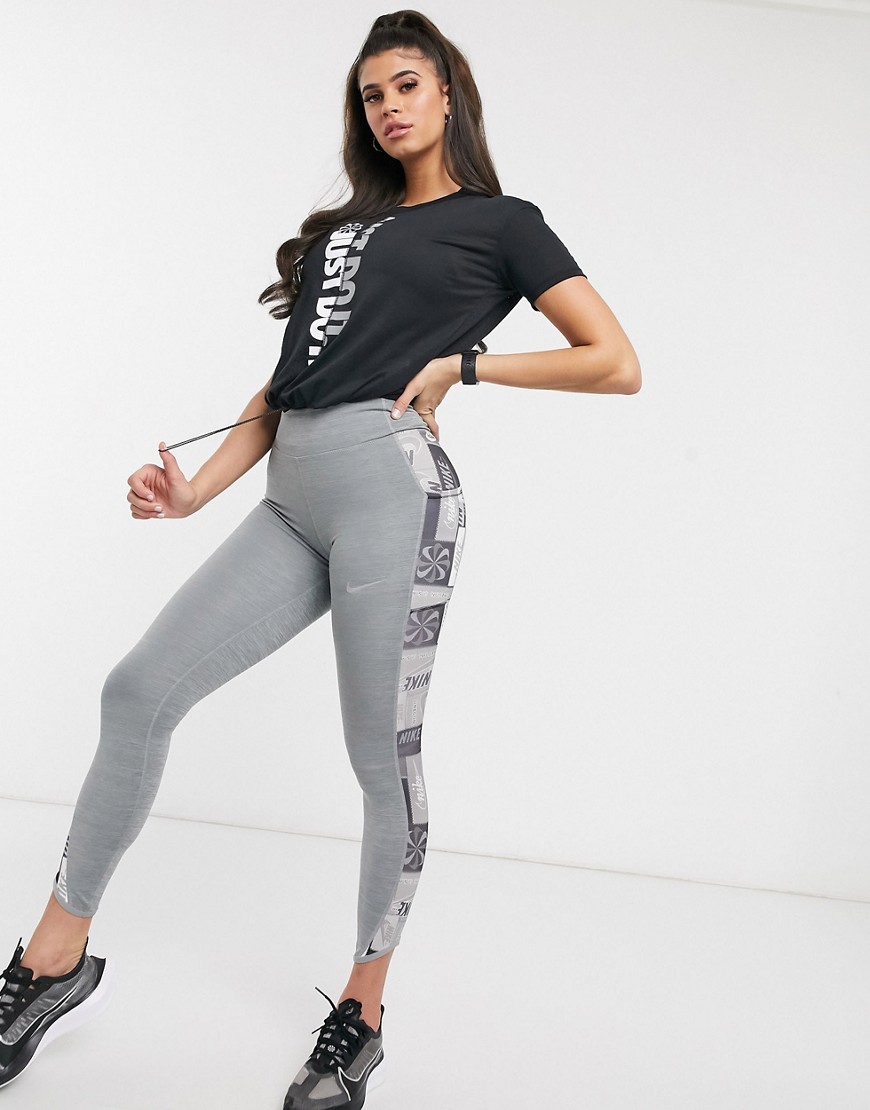 Nike Running Fast Tight leggings in grey and lime-Multi