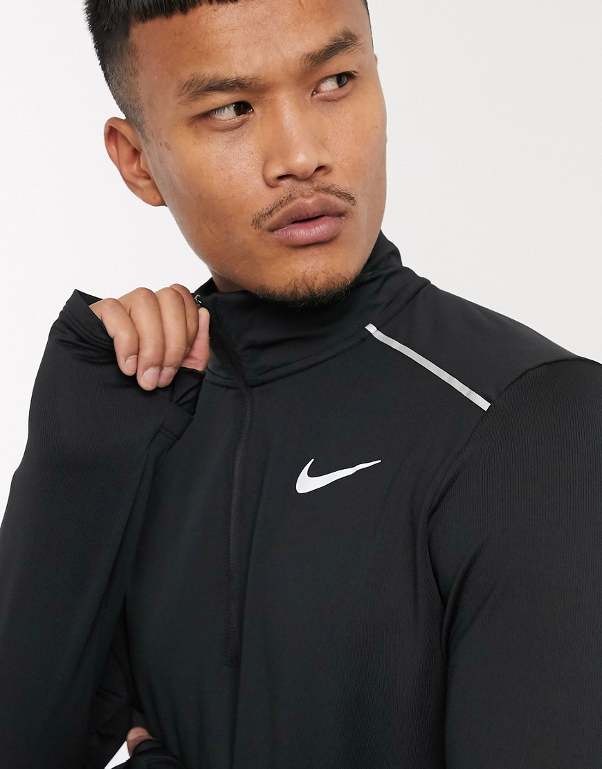 Nike Running - Felpa nera con zip corta-Nero