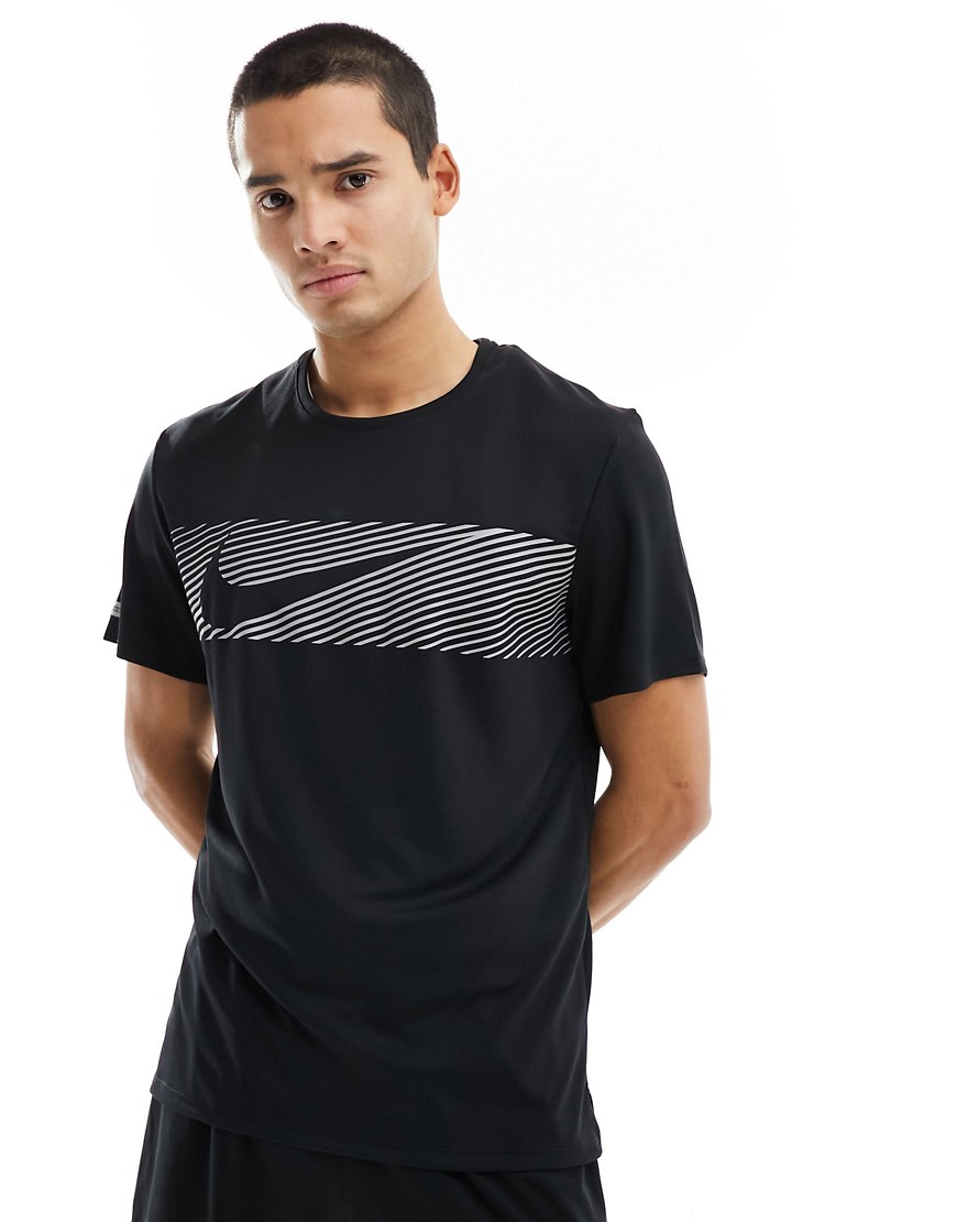 Nike Running Flash Dri-FIT Miler reflective t-shirt in black