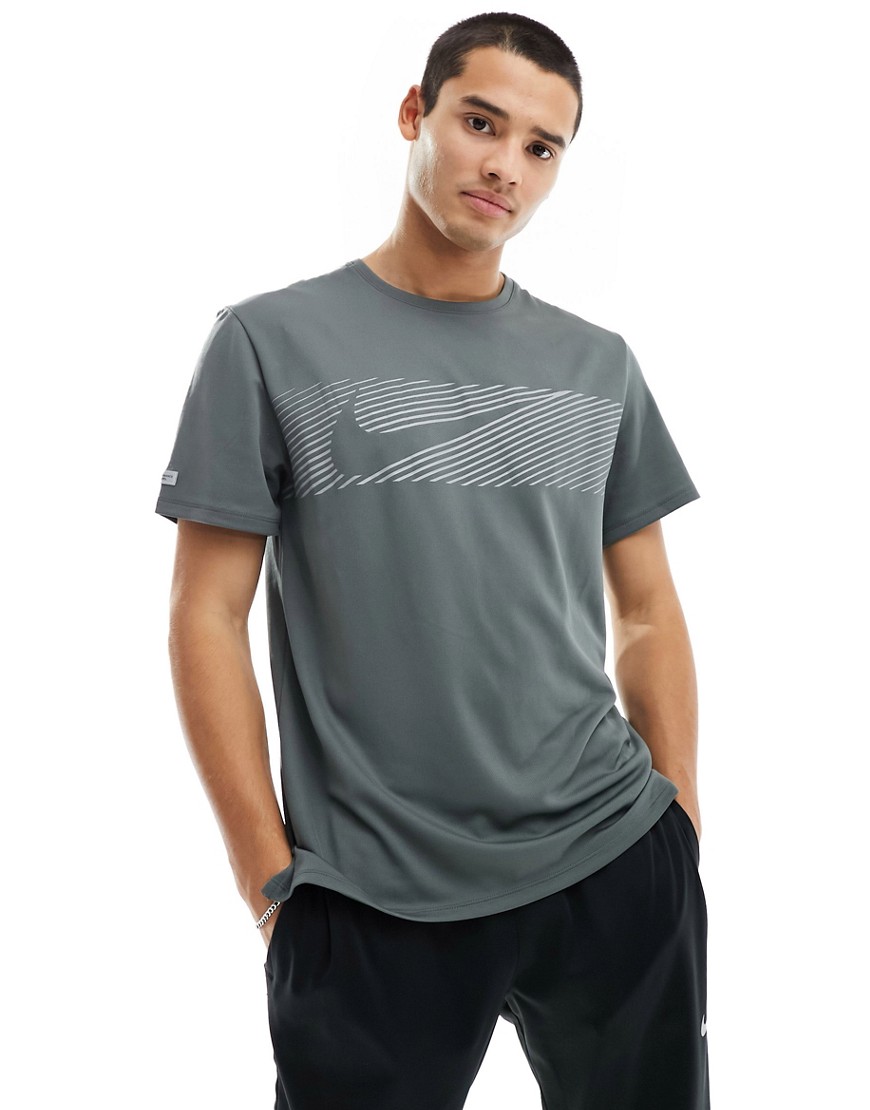 Nike Running Flash Dri-FIT Miler reflective t-shirt in dark grey