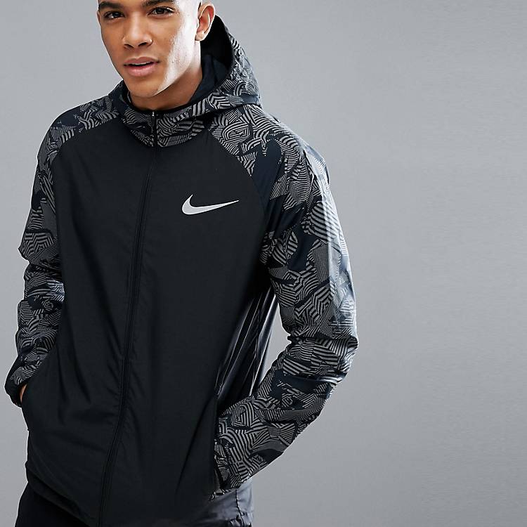 Simuleren juni Het beste Nike Running – Flash – Schwarze Jacke mit reflektierendem Design,  858151–010 | ASOS