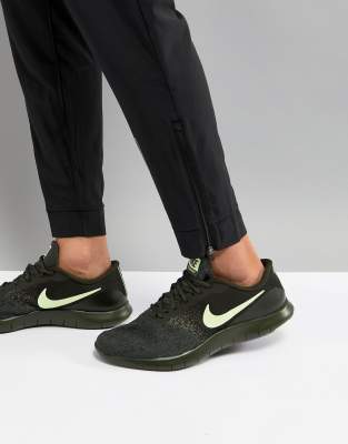 khaki and black nike trainers