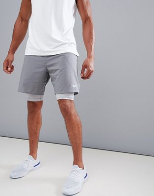 nike 2 in 1 shorts grey