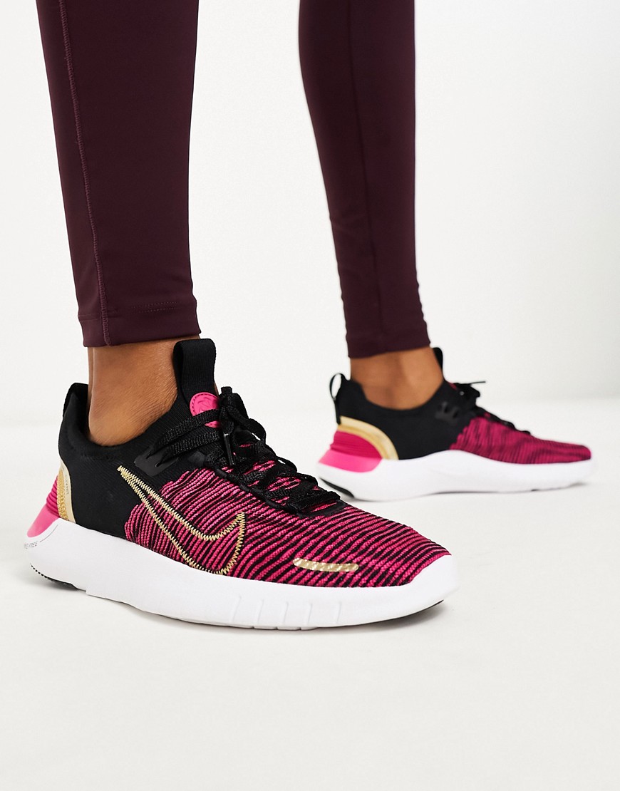 Nike Running Free Run FK NN trainers in black and fierce pink