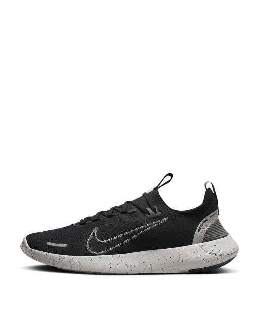  Nike Running Free Run Flyknit NN trainers in black and grey