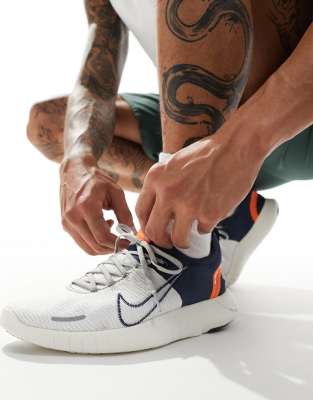 Nike Running Free Run Flyknit NN trainers in grey and orange - view 1