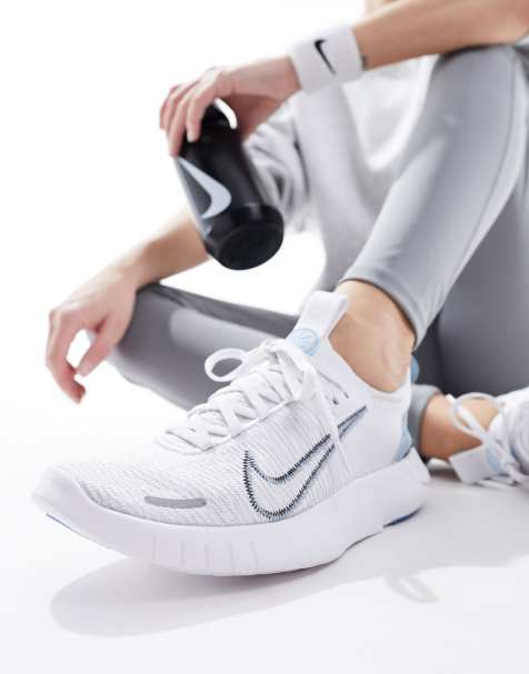 Nike Running Free Run NN trainers in light grey and blue  - view 1