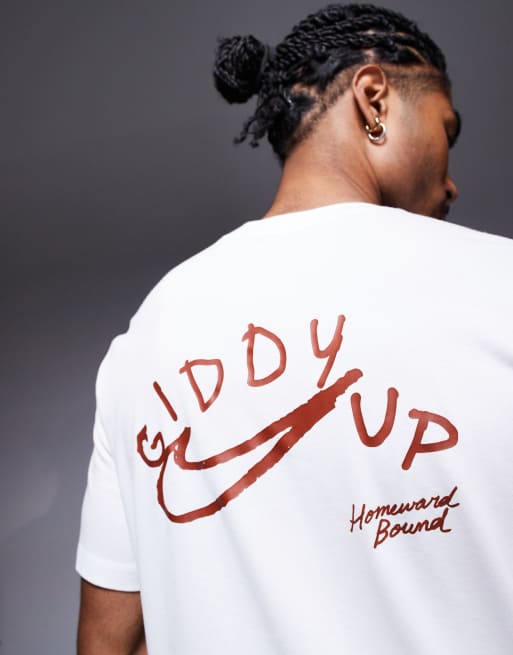 Nike Running Giddy Up back print T-shirt in white