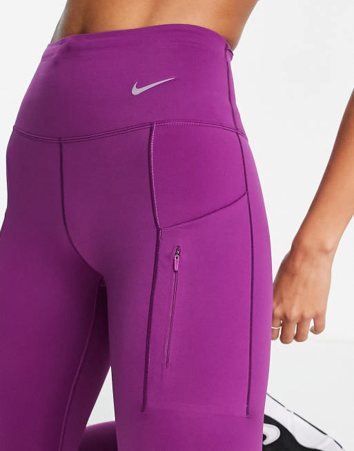 Nike Running GO Dri-FIT high impact mid rise leggings in purple