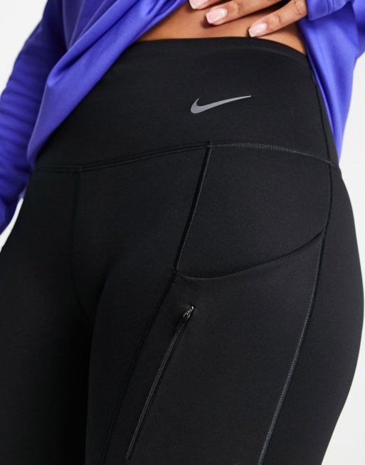 Nike Running – GO Dri-FIT – Laufleggings für intensives Training in Schwarz mit mittelhohem Bund, 3 von 4