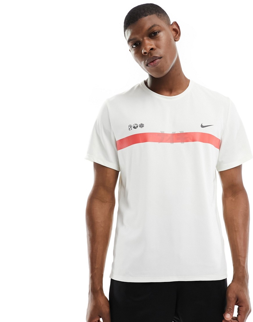 Nike Running Hakone t-shirt in off white & red