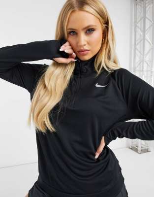 Nike Running half zip pacer top in black | ASOS