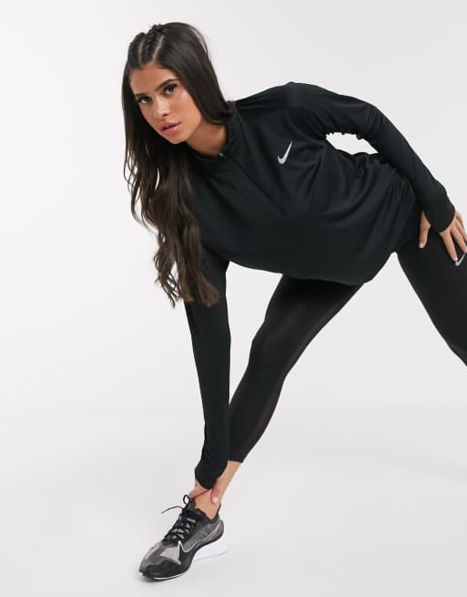 Nike running half zip 2024 pacer top in black