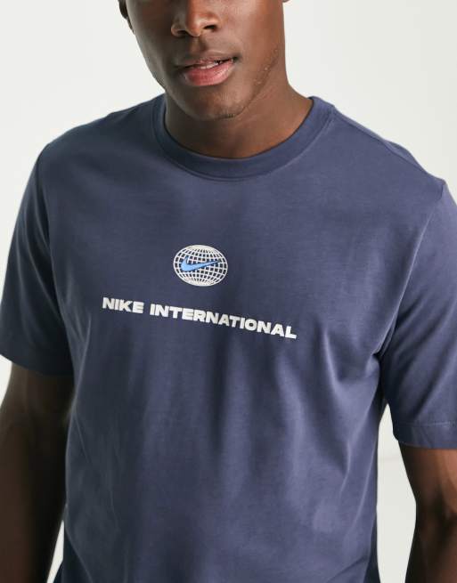 Nike Running Heritage Dri FIT t shirt in blue