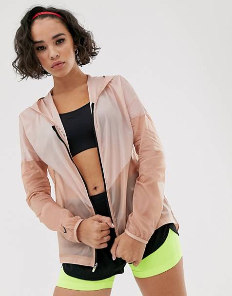Nike Running hooded jacket in rose gold