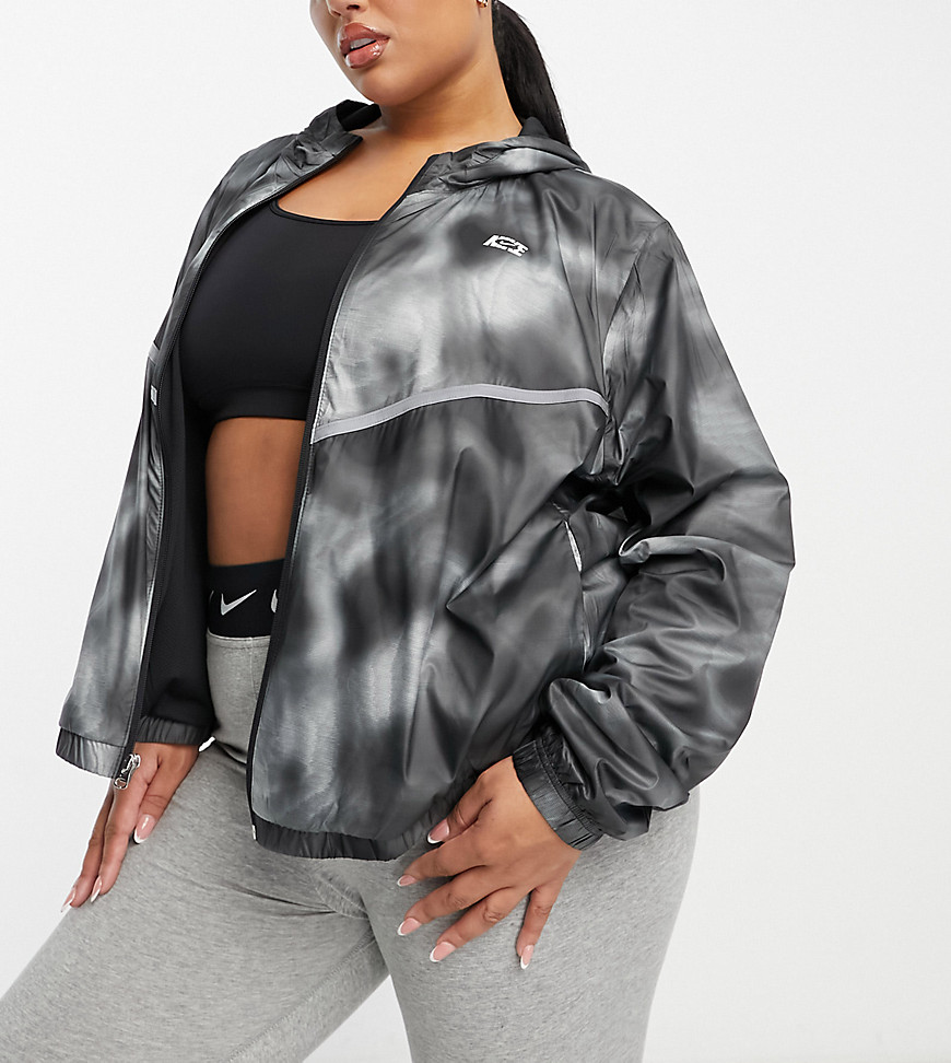 Nike Running Icon Clash Plus Repel woven all over print jacket in black