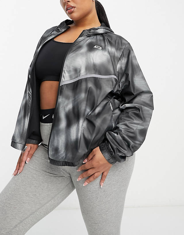 Nike Running - icon clash plus repel woven all over print jacket in black