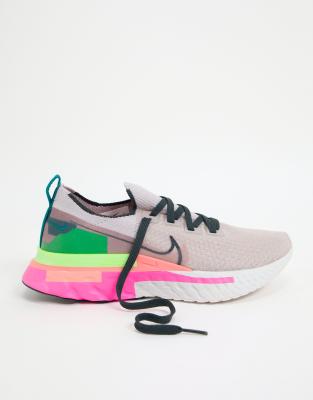 Nike Women's React Infinity Run Flyknit Running Sneakers From Finish Line In Pink
