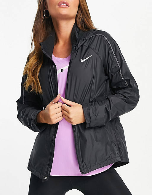 Nike Running Impossibly Light packable hooded jacket in black |