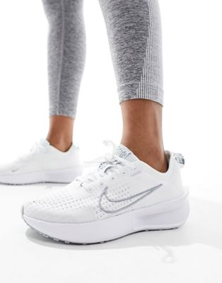 Nike Running Interact Run trainers in white and silver - ASOS Price Checker