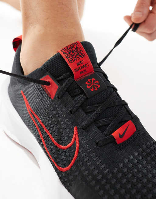 Nike Running Interact Run sneakers in black and red ASOS