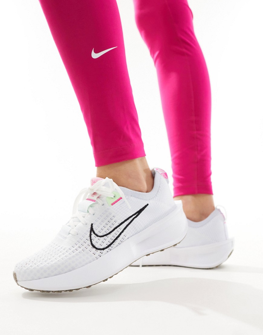 Nike Running Interact Run trainers in white and black